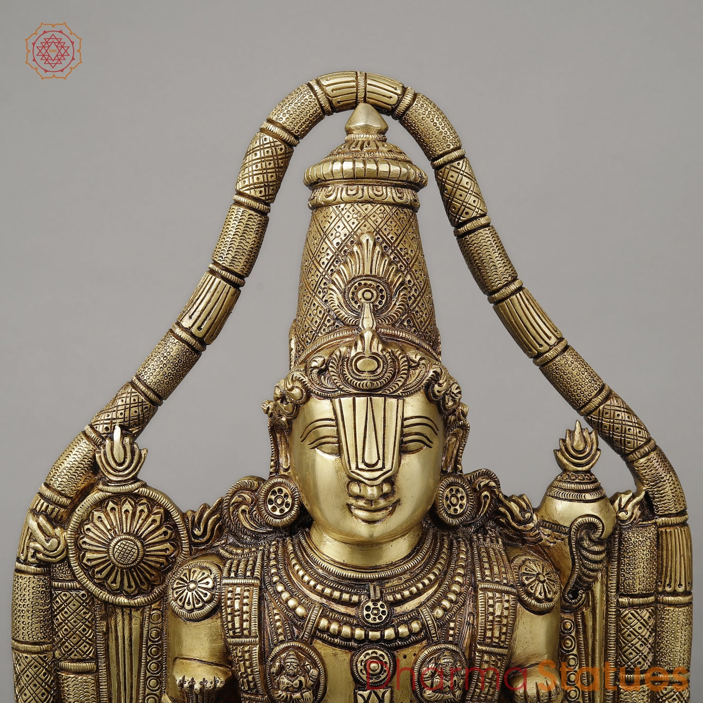 Brass Tirupati Balaji (Universal God), Fine gold Finish 30"