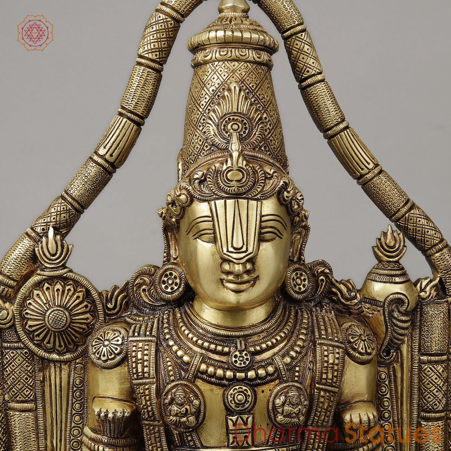 Brass Tirupati Balaji (Universal God), Fine gold Finish 30"