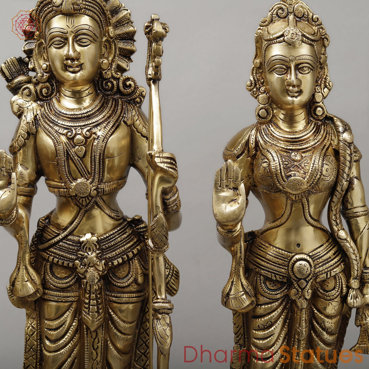 Brass Ram Darbar Fine Carved, Golden Finish, 23"