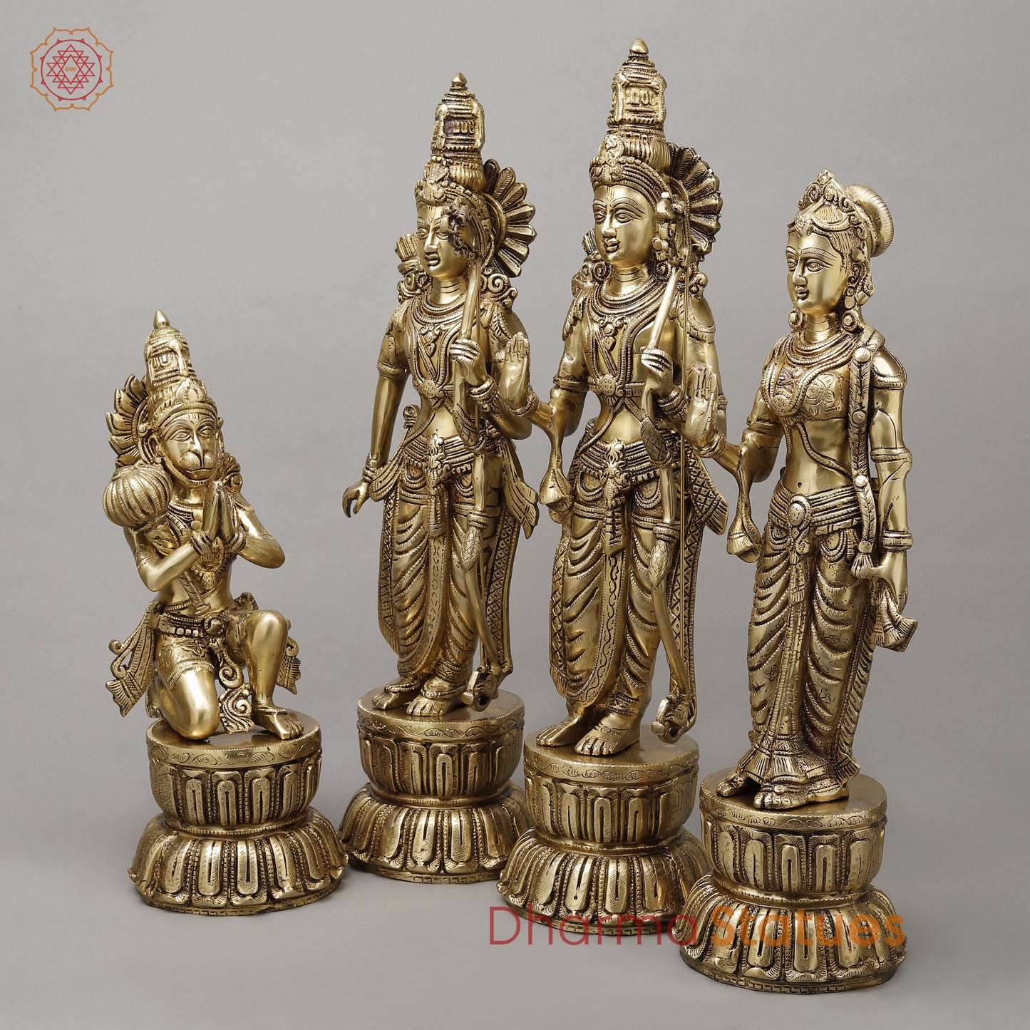Brass Ram Darbar Fine Carved, Golden Finish, 23"
