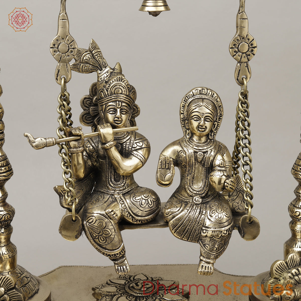 Brass Radha & Krishna Jhula, Smooth Finish, 26.5"