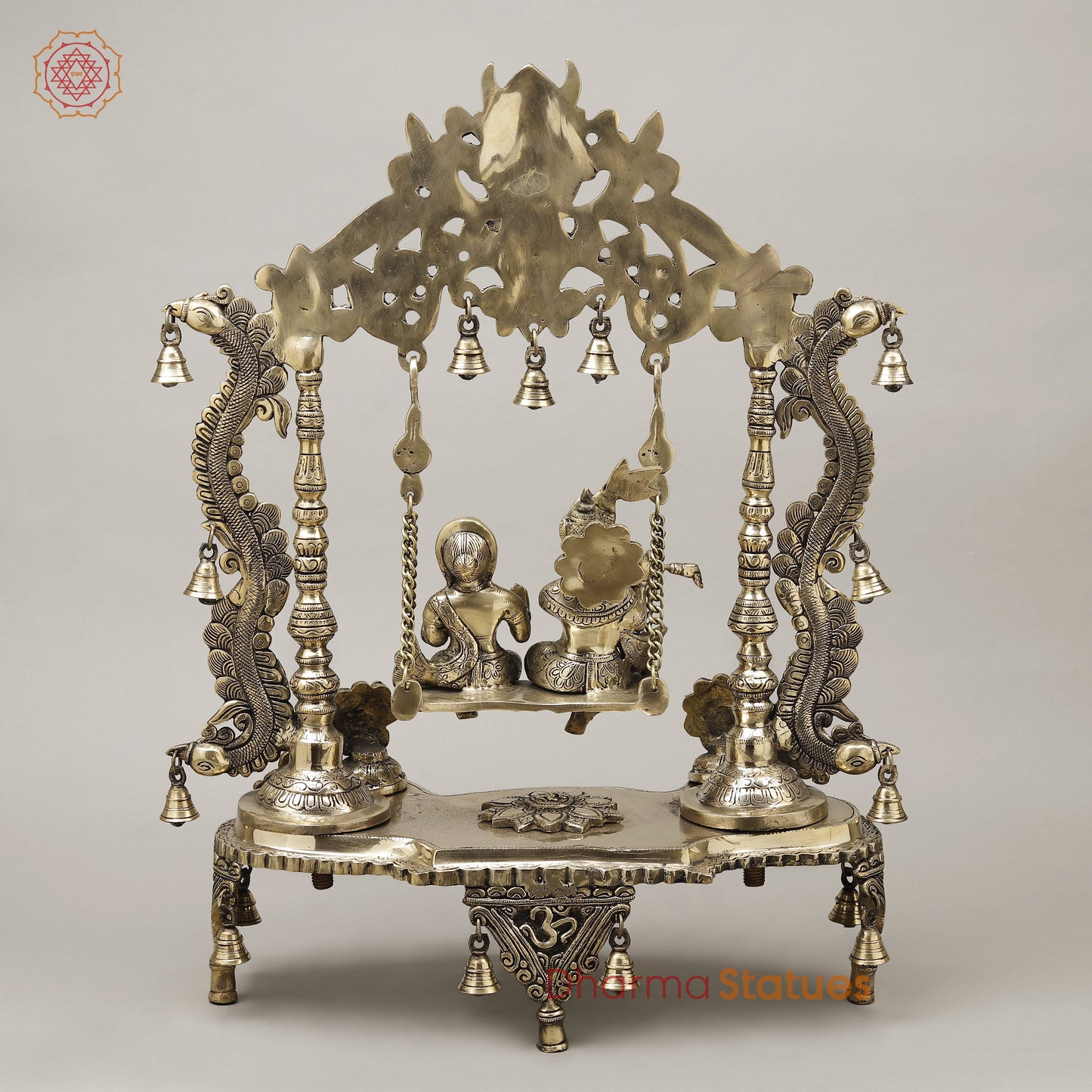 Brass Radha & Krishna Jhula, Smooth Finish, 26.5"