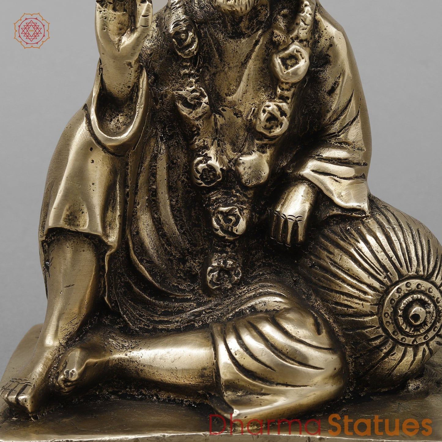 Brass Shirdi Sai Baba, Golden Finish, 6.5"