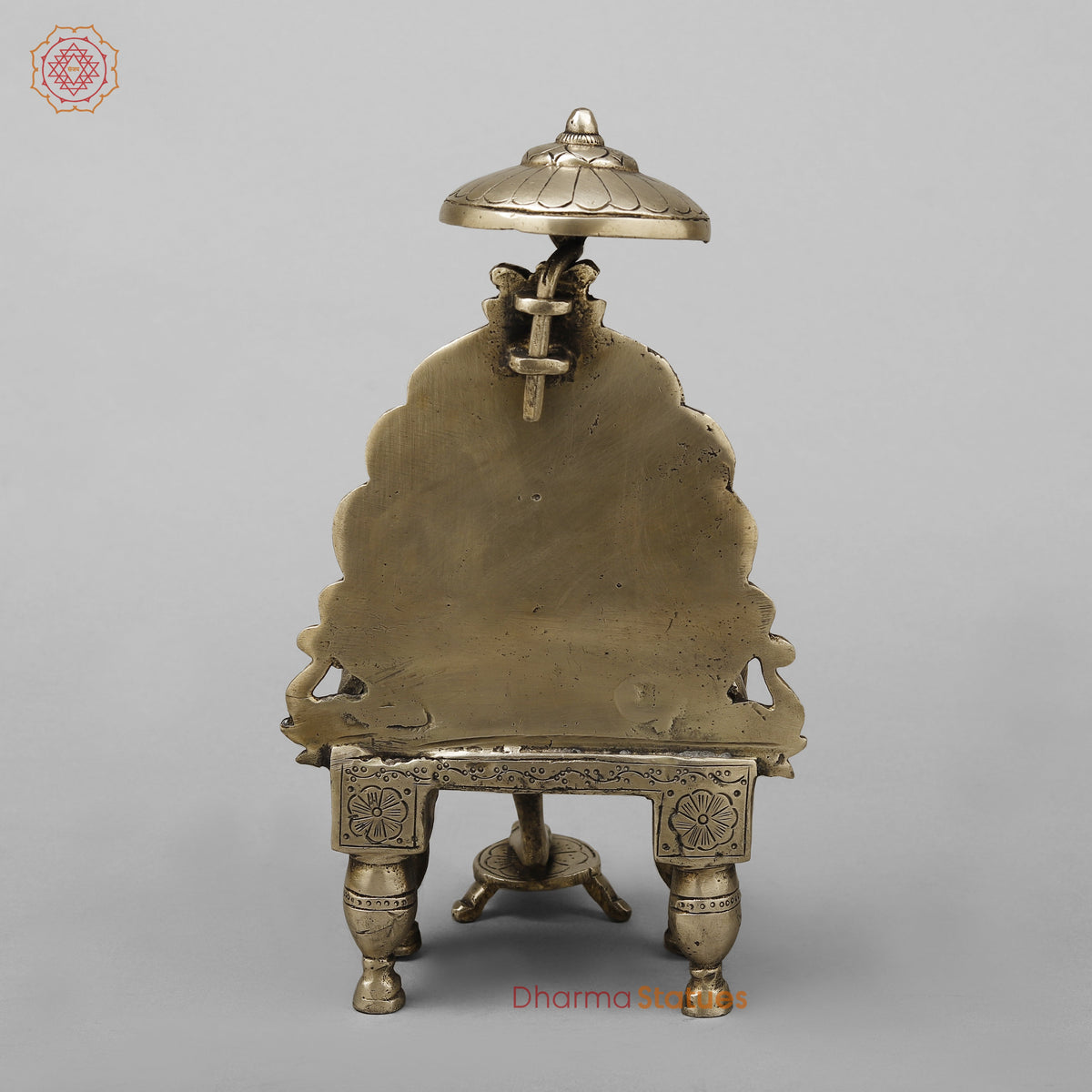 Brass Shirdi Sai Baba Seated on Throne, Golden Finish, 9"
