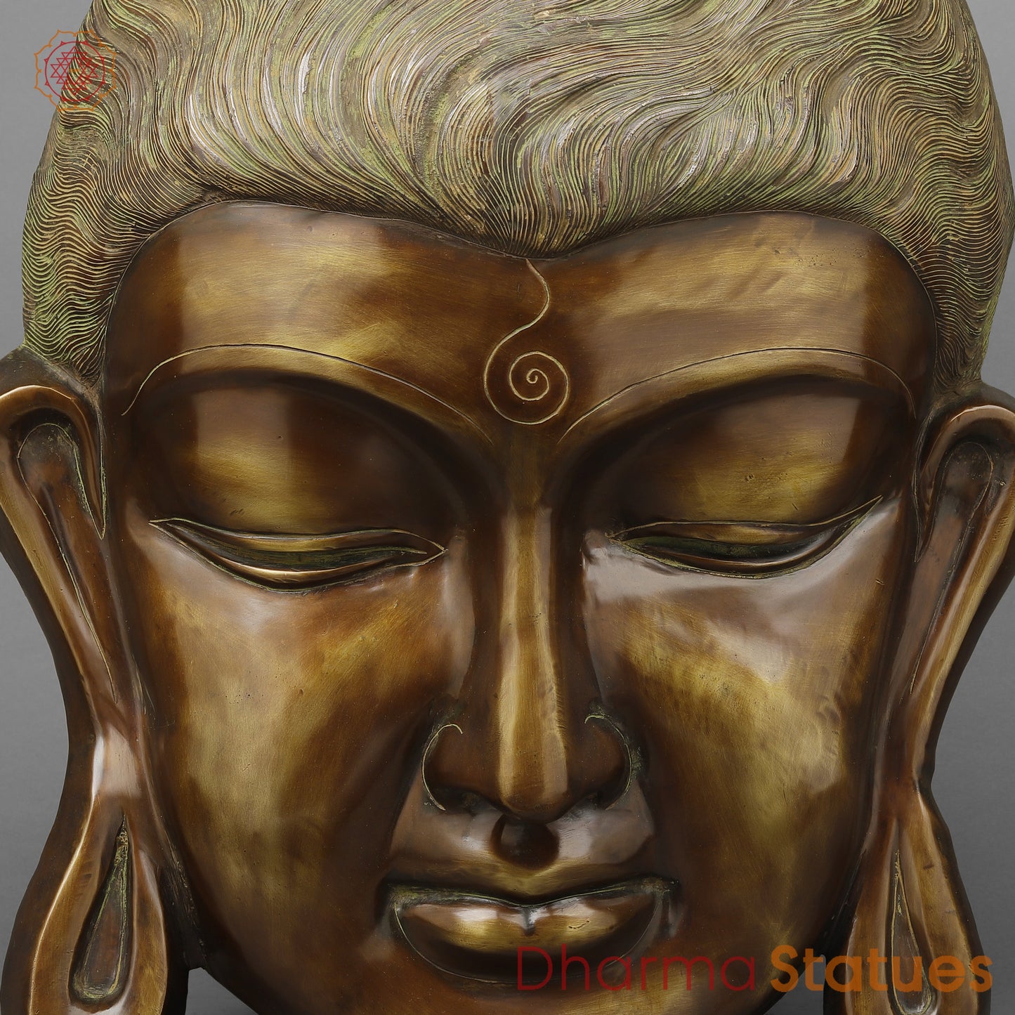 Brass Buddha Head , Copper Finish 29"