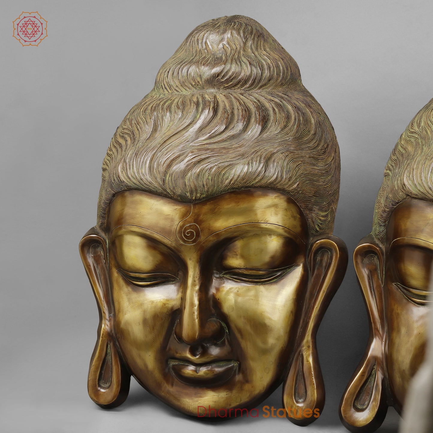 Brass Buddha Head , Copper Finish 29"