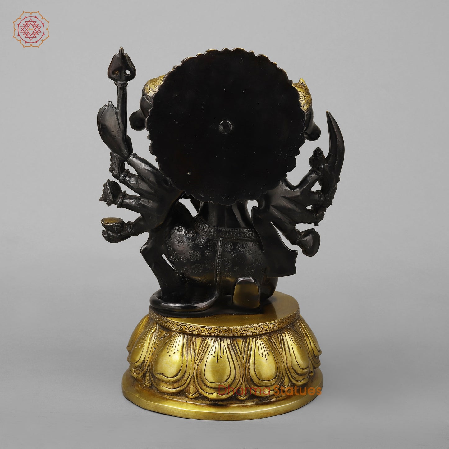 Brass Panchamukhi Hanuman (5 Face Hanuman), Royal Black & Gold Finish, 13"