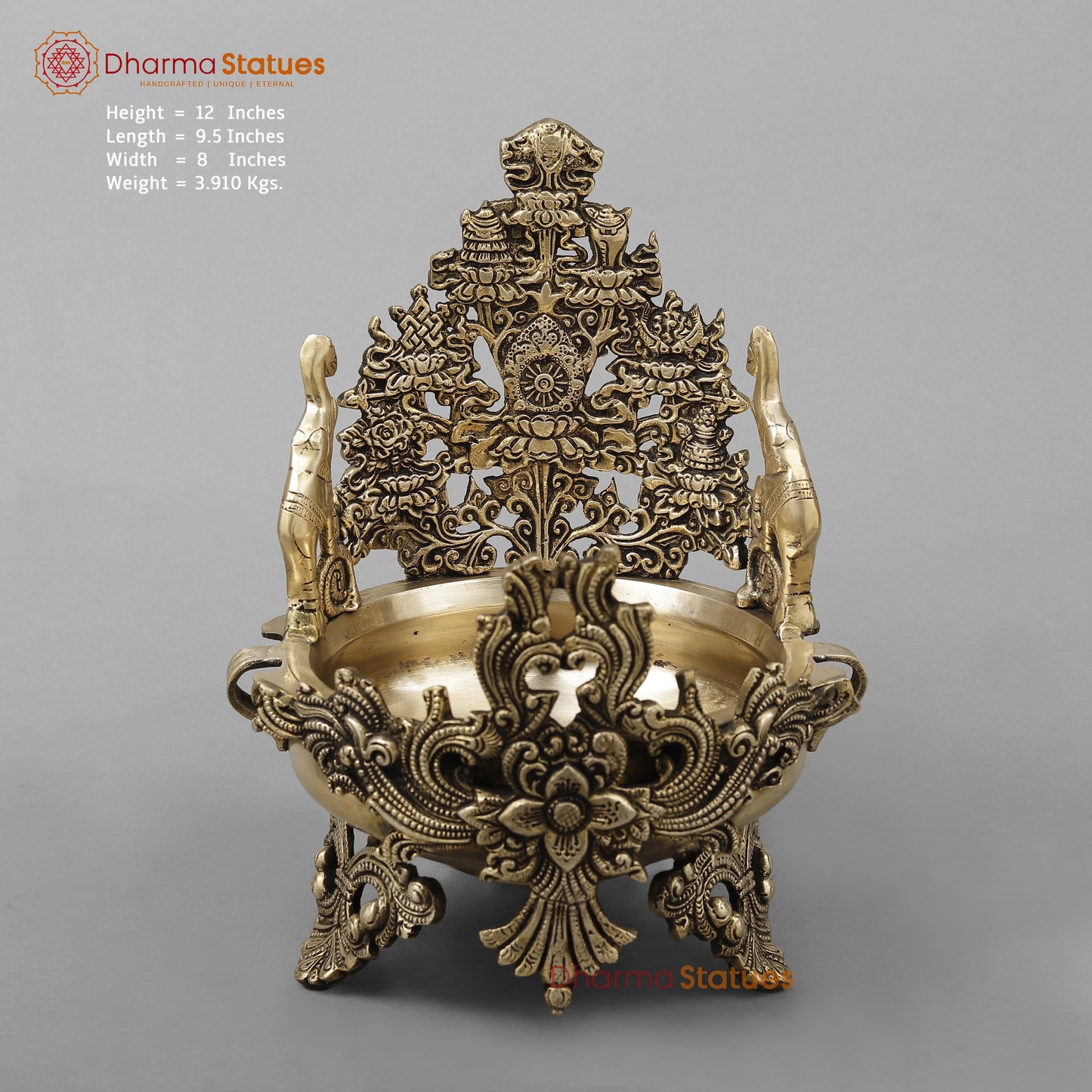 Brass elephant Urli, Smooth Finish 12”
