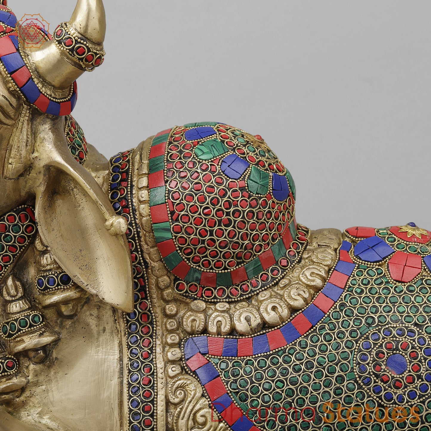 Brass Nandi With Stonework 14"