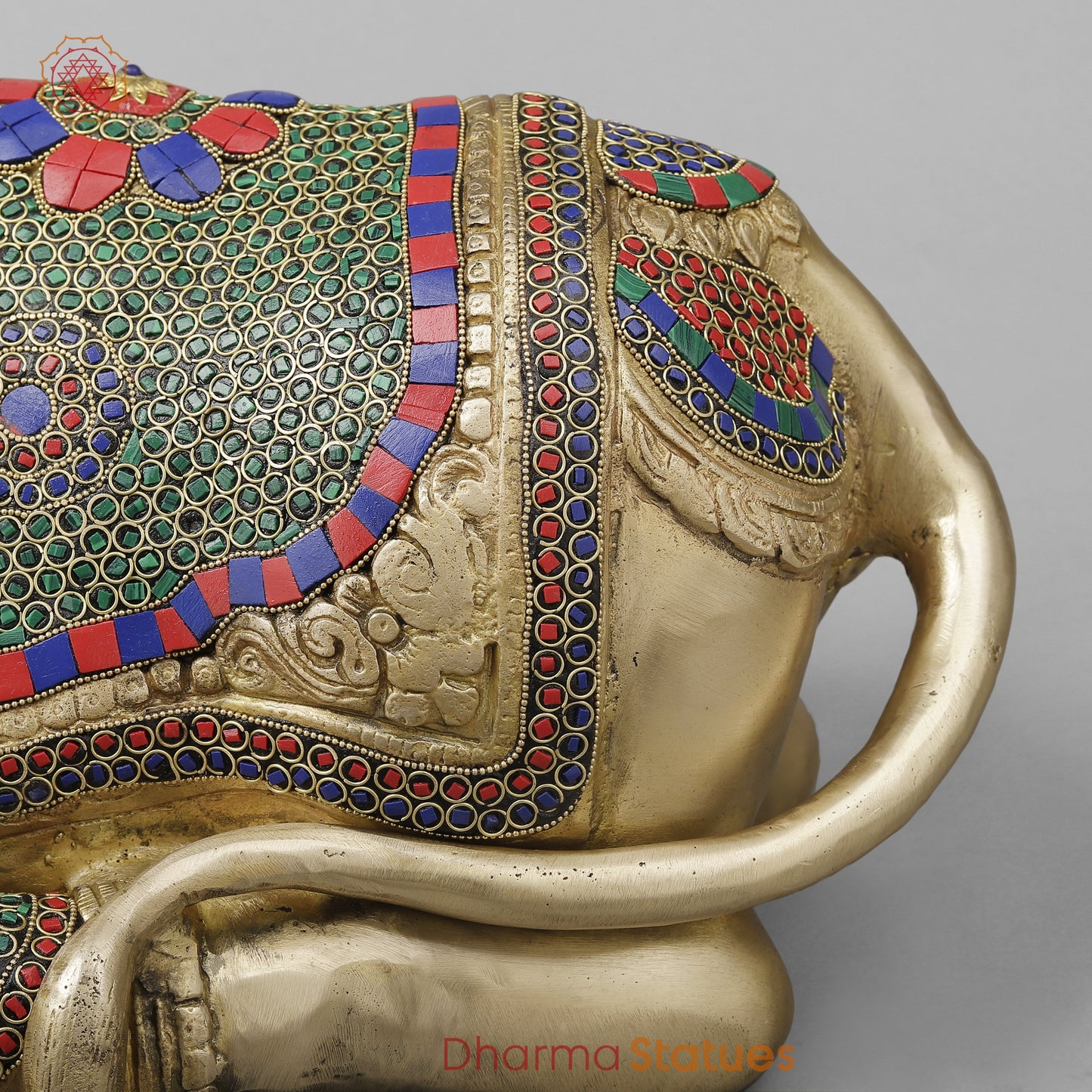 Brass Nandi With Stonework 14"
