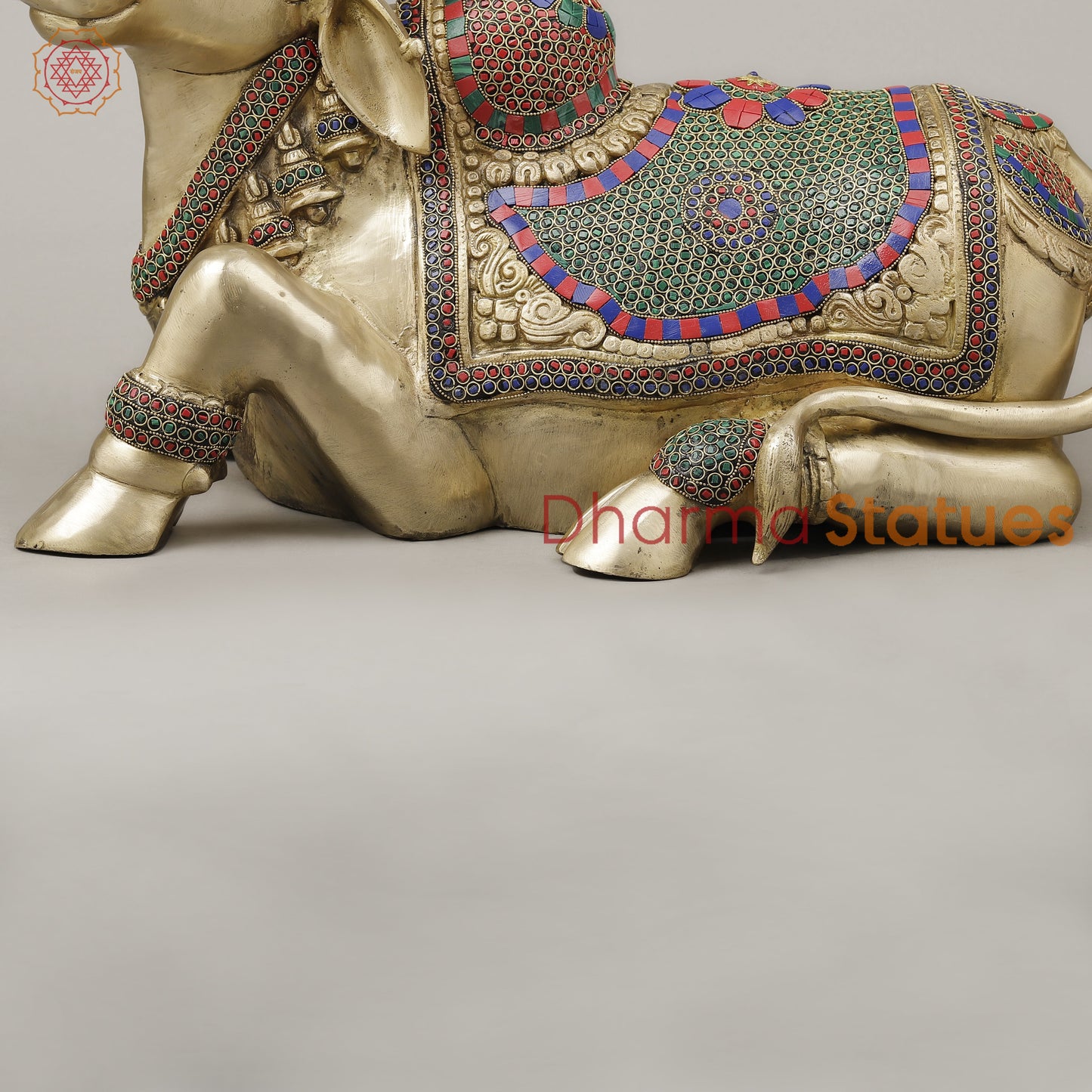 Brass Nandi With Stonework 14"
