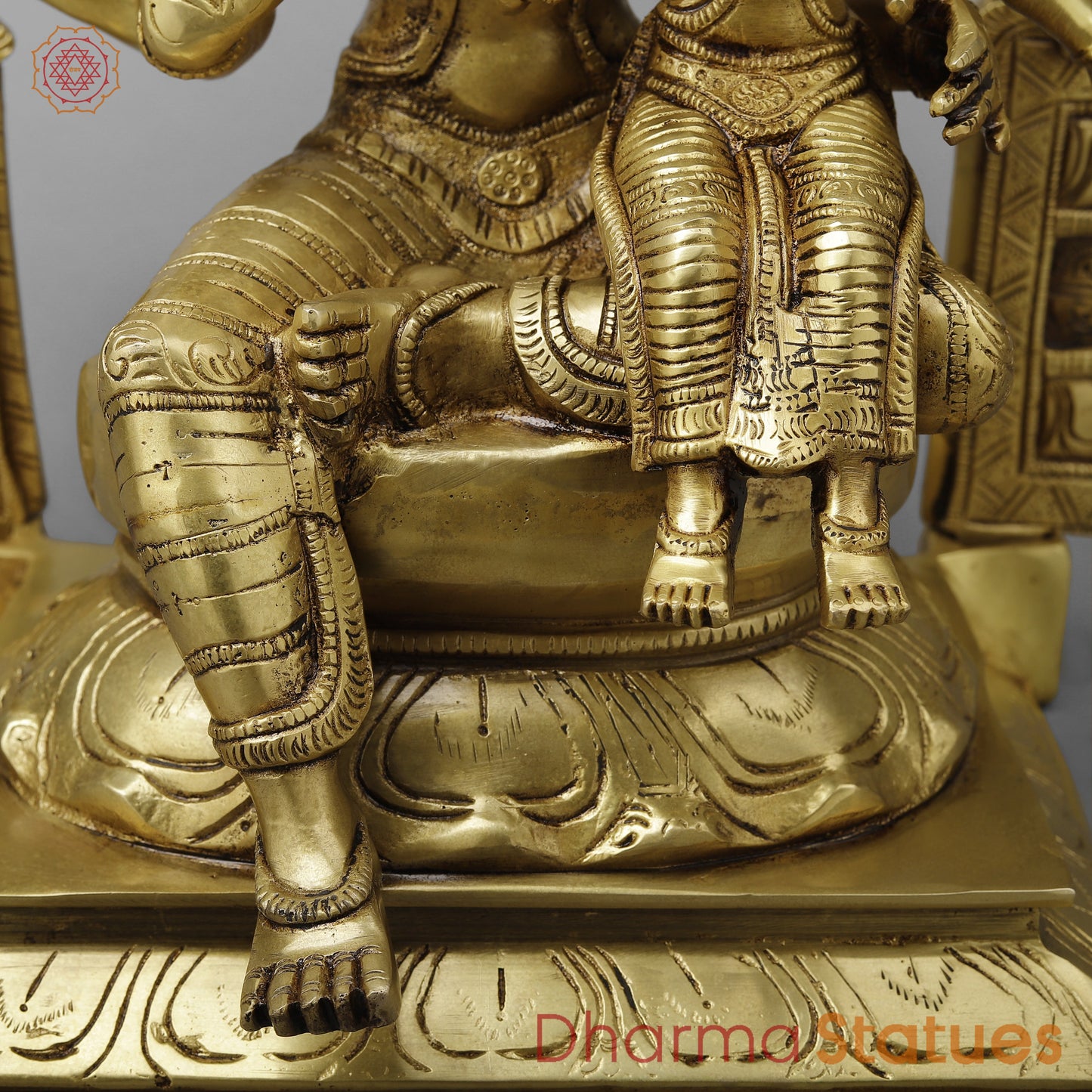 Brass Narasimha with Lakshmi, Golden Finish, 19.5"