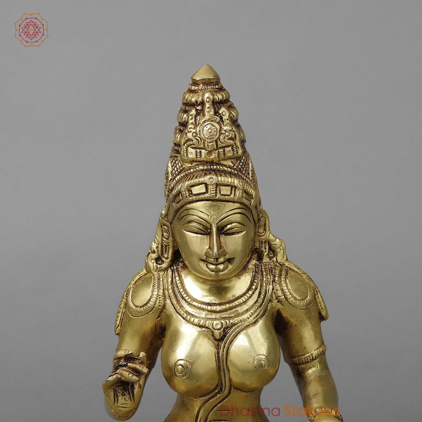 Brass Parvati in Lalita Roop, Golden Finish, 12"