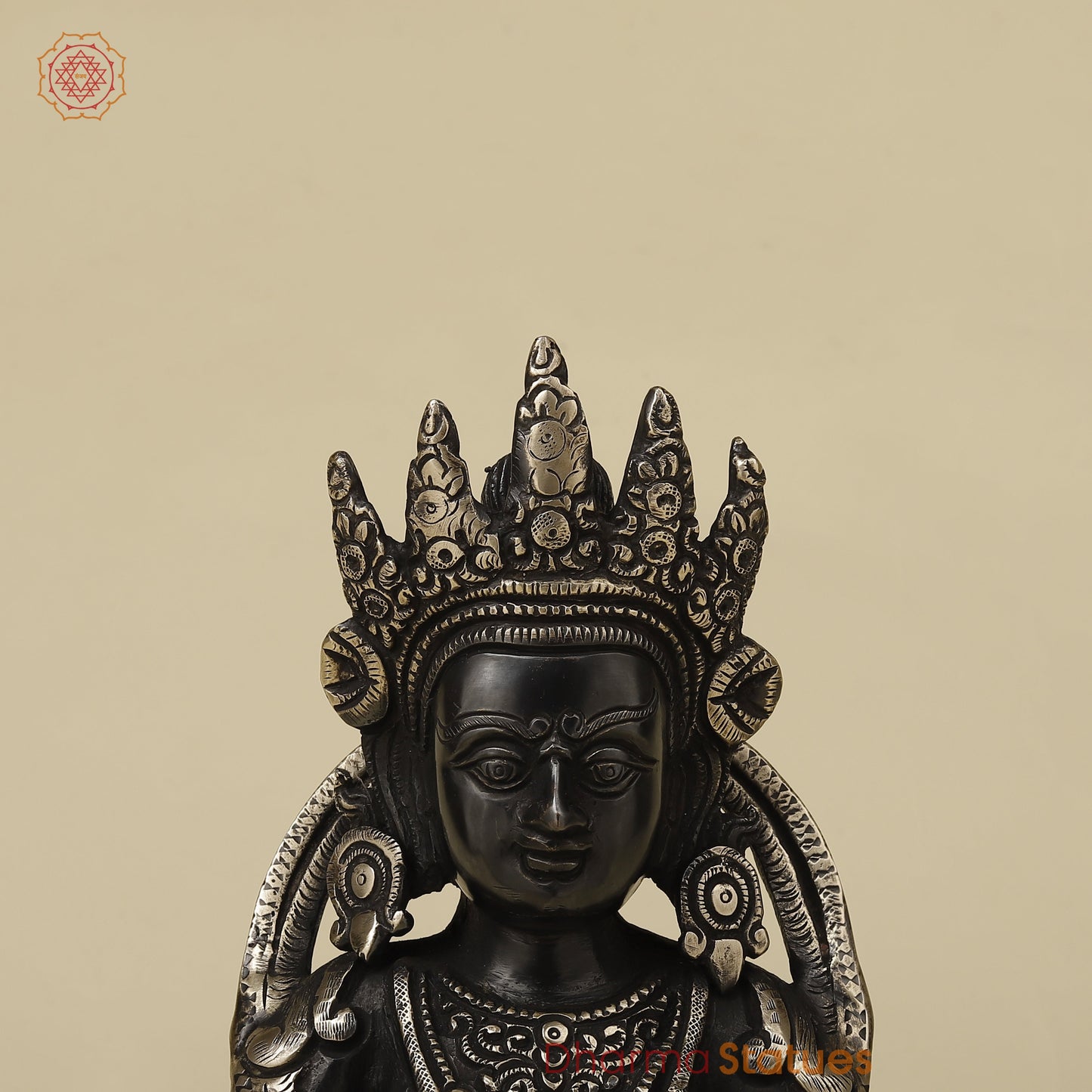 Brass Kuber Idol, Black Patina with Golden Finish, 12"