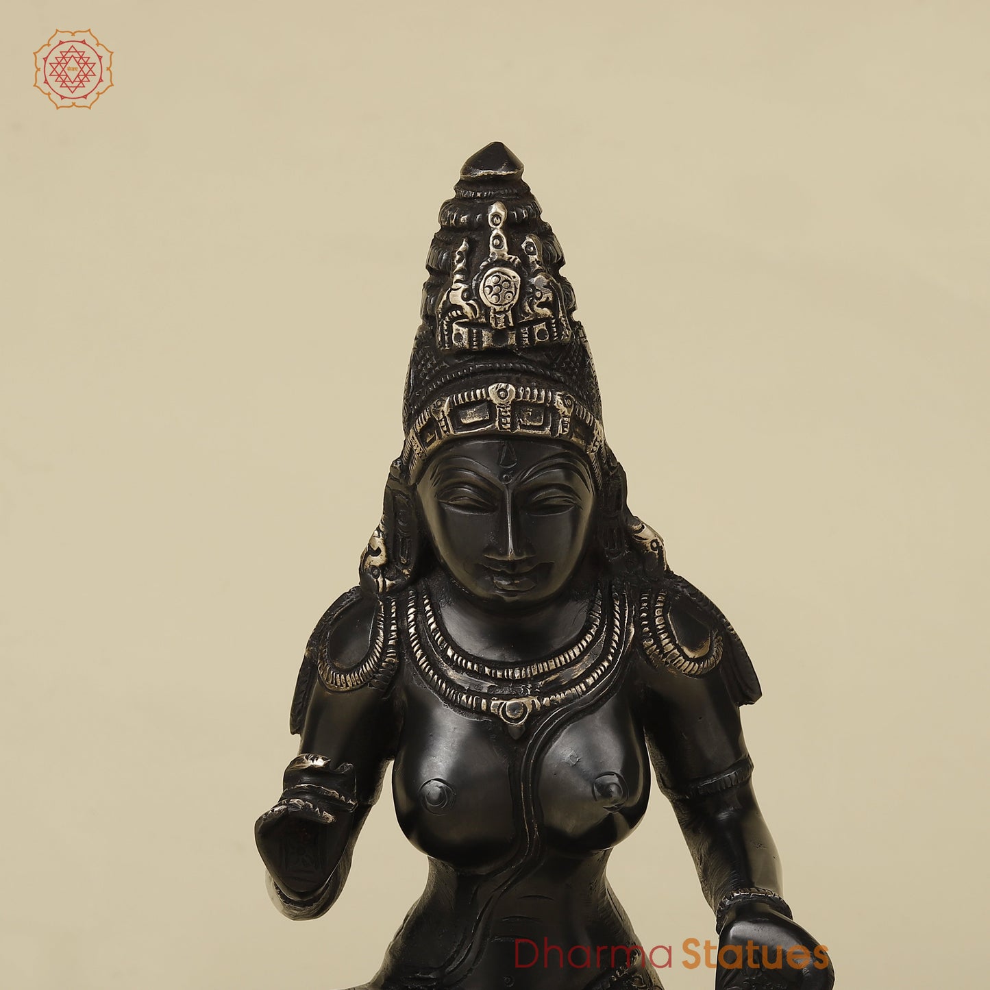 Brass Parvati in Lalita Roop, Black Patina with Golden Finish, 12"