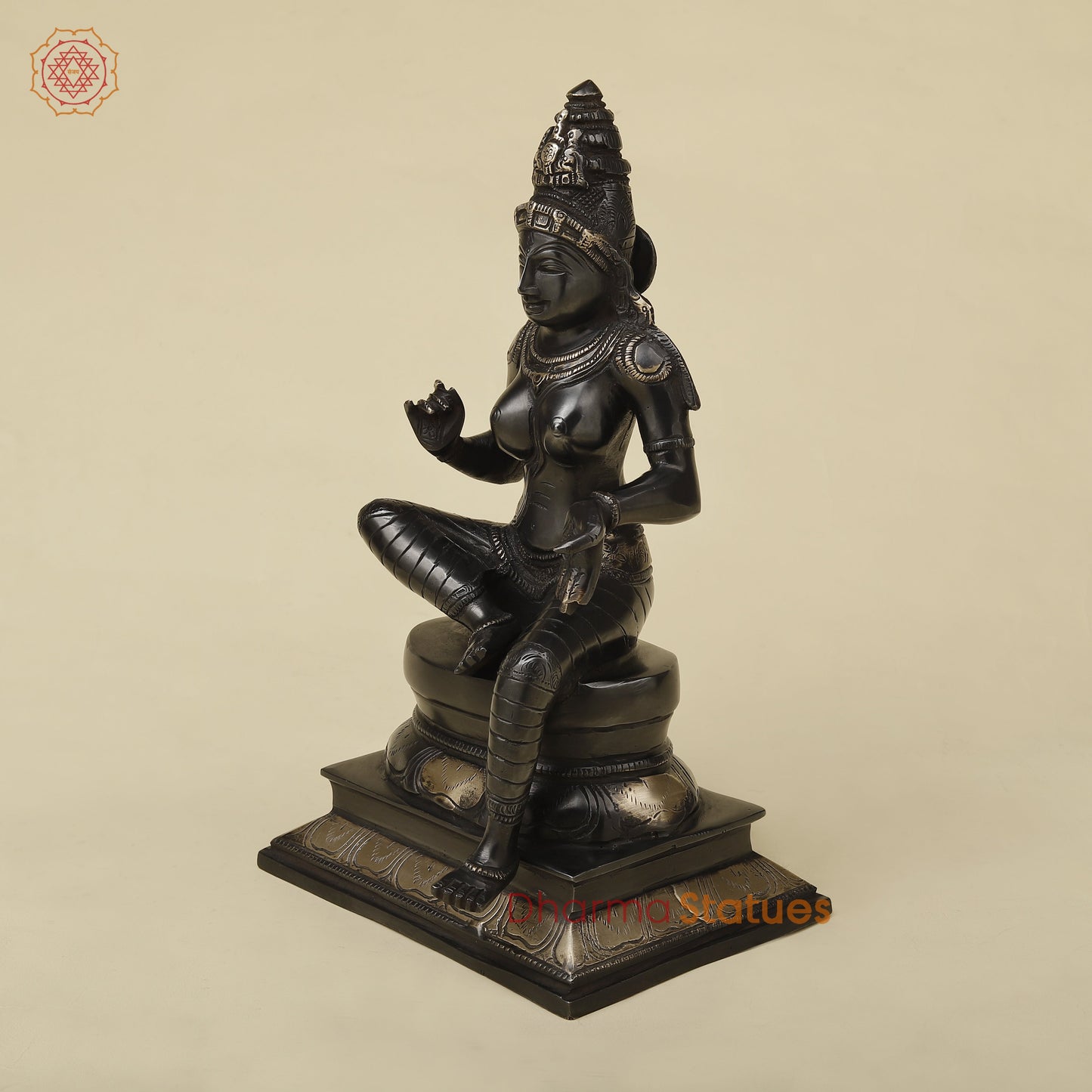 Brass Parvati in Lalita Roop, Black Patina with Golden Finish, 12"