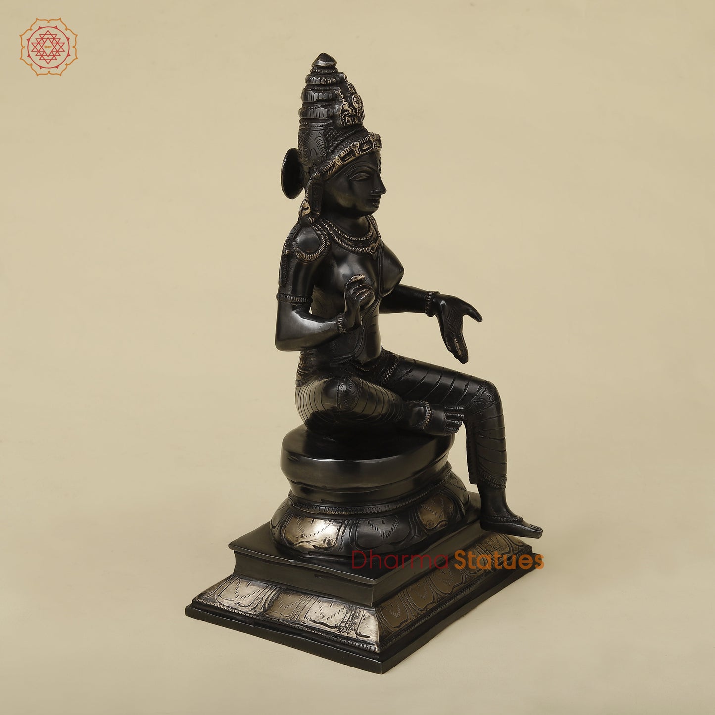 Brass Parvati in Lalita Roop, Black Patina with Golden Finish, 12"