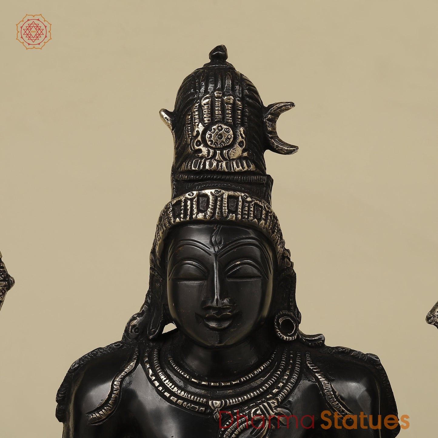 Brass Shiva with Blessing Posture, Black Patina with Golden Finish, 14.5"