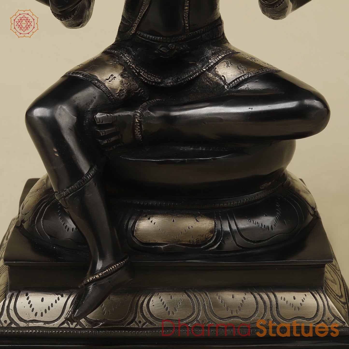 Brass Shiva with Blessing Posture, Black Patina with Golden Finish, 14.5"