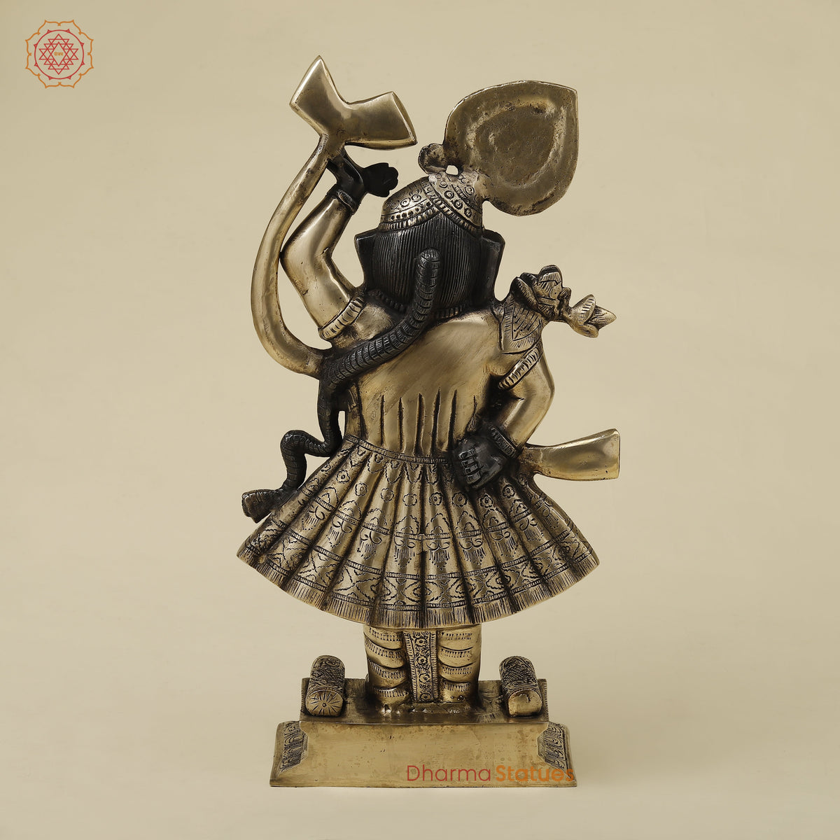 Brass Krishna as Shrinath Ji, Black & Gold Finish, 17"