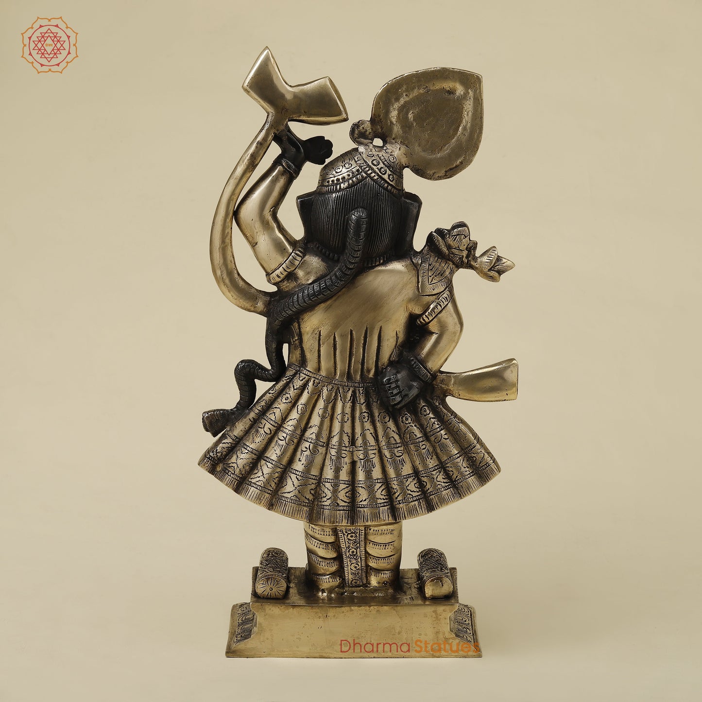 Brass Krishna as Shrinath Ji, Black & Gold Finish, 17"