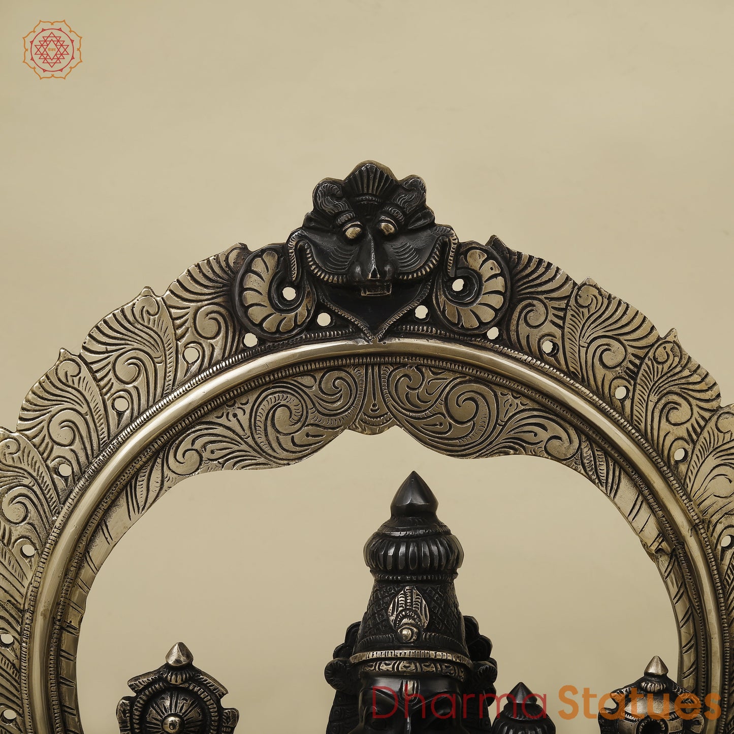 Brass Narasimha Idol with Lakshmi, Black Patina & Golden Finish, 20"