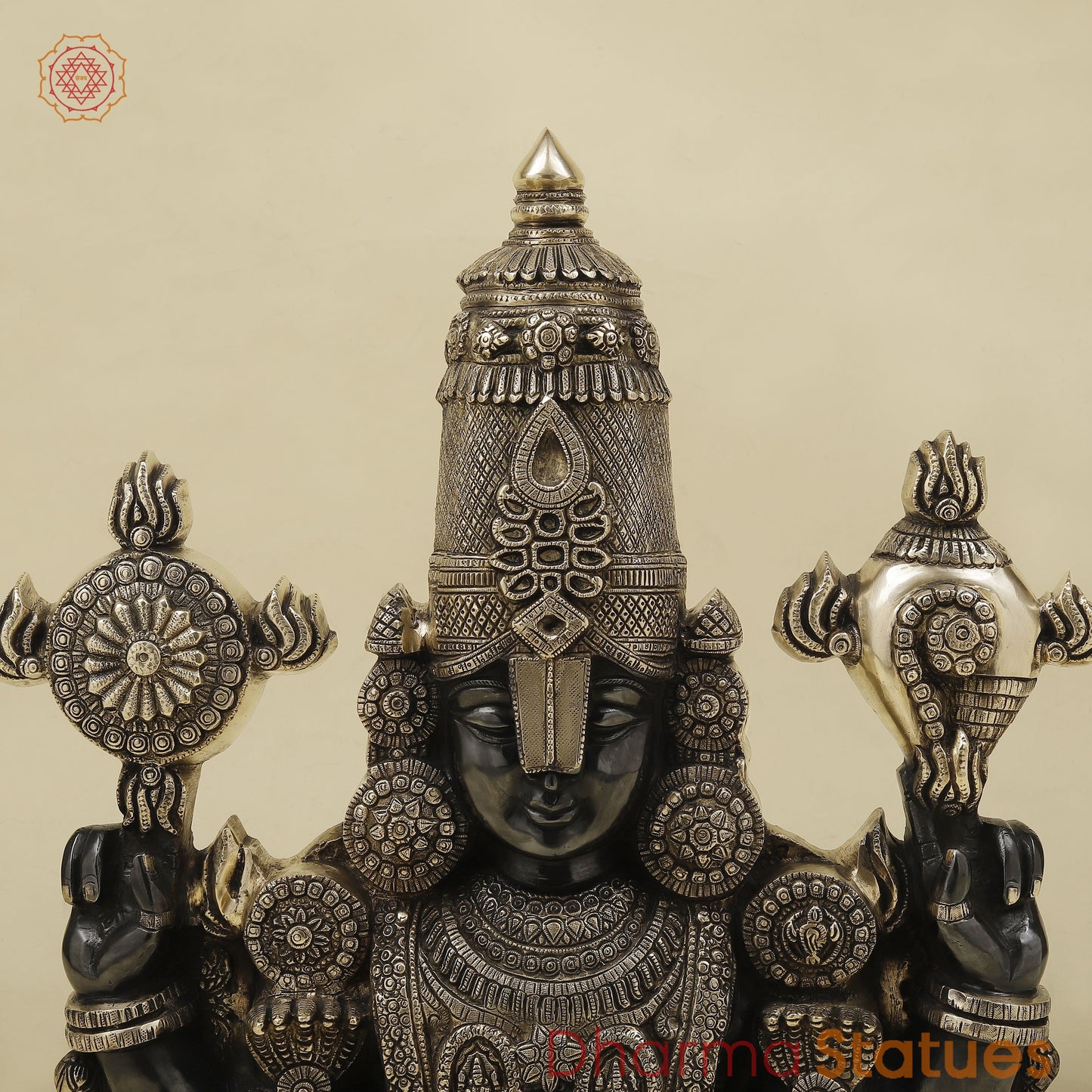 Brass Tirupati Balaji Wall Hanging, Black Patina & Golden Finish, 18.5'