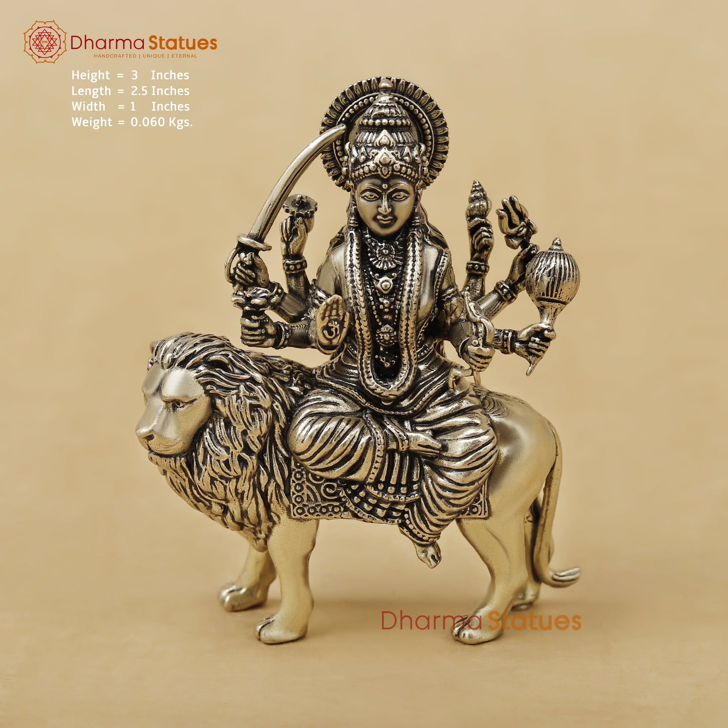 Brass Durga Fine, 3"
