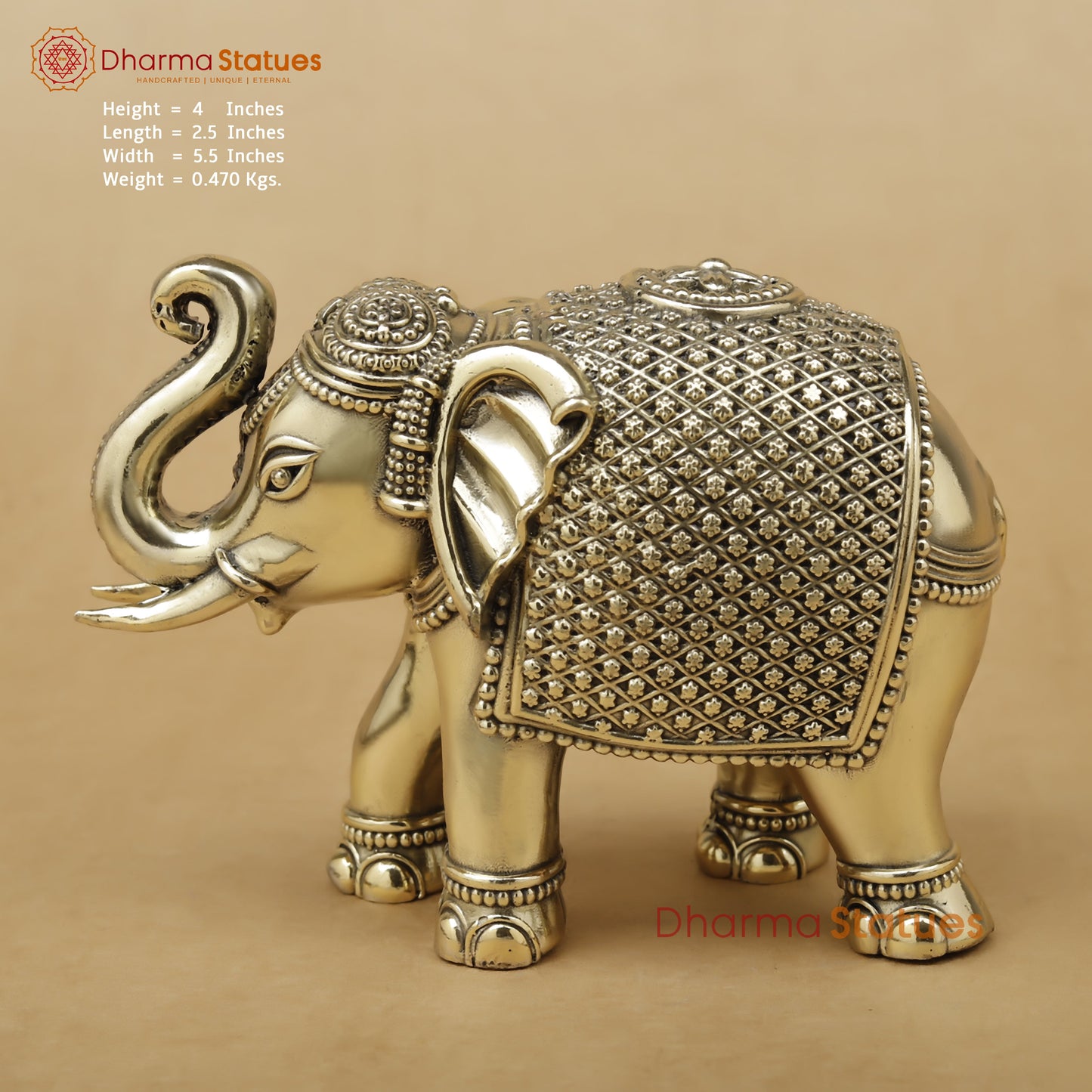 Brass Elephant Fine, 4"