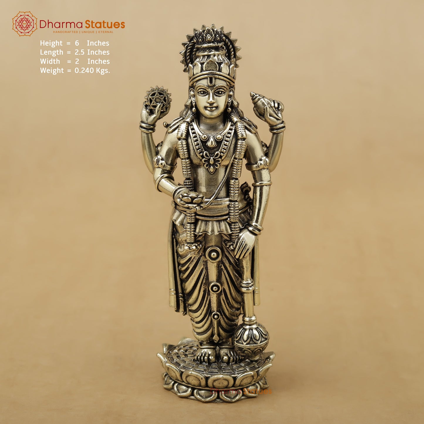 Brass Vishnu Fine, 6"