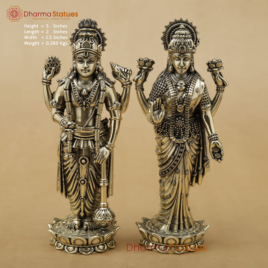 Brass Vishnu Lakshmi Fine, 5"