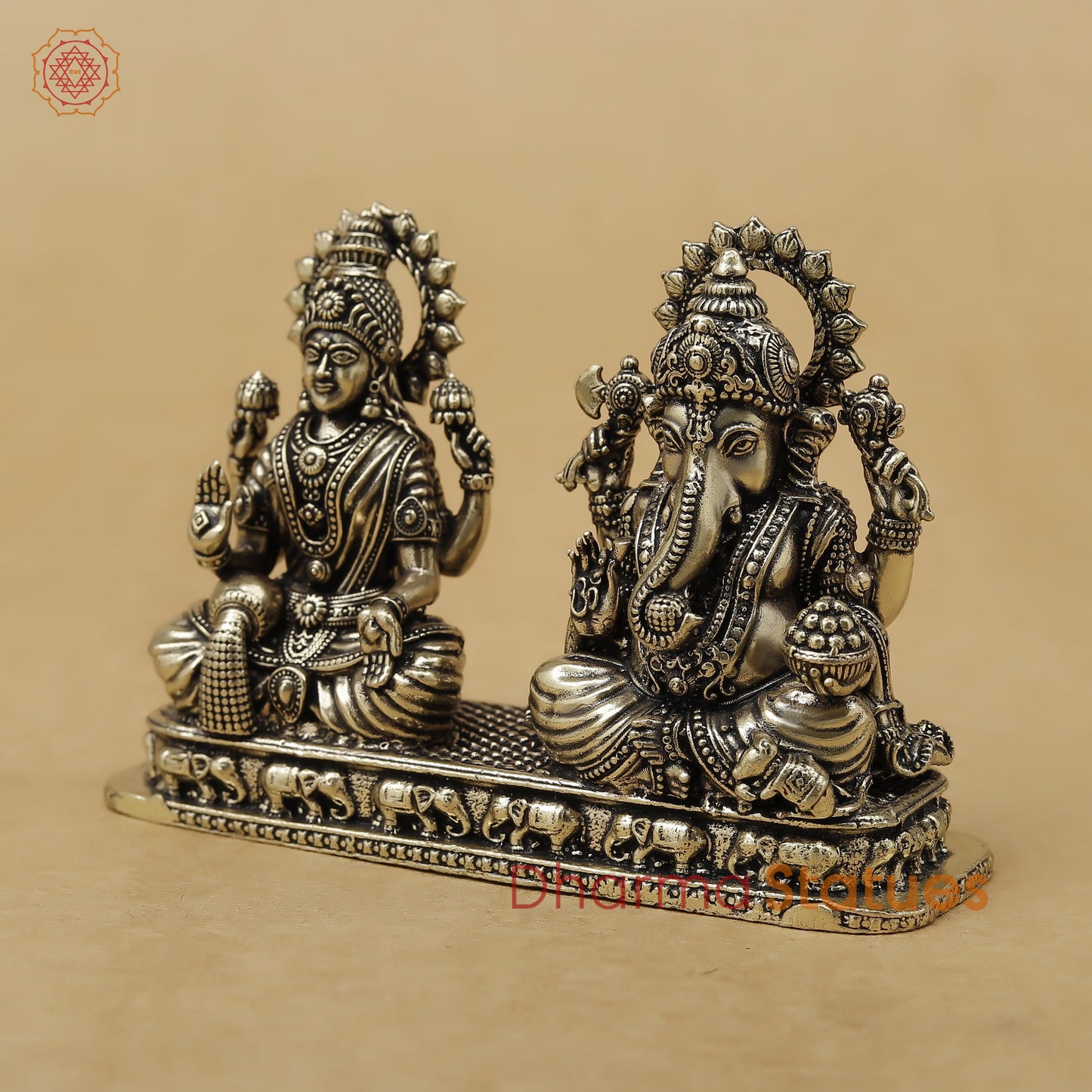 Brass Lakshmi Ganesh Fine, 2.5"