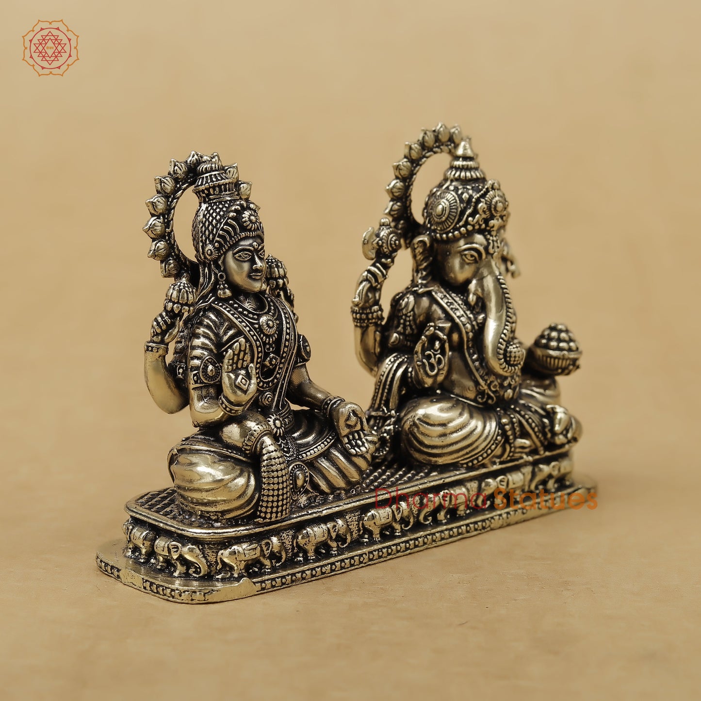 Brass Lakshmi Ganesh Fine, 2.5"