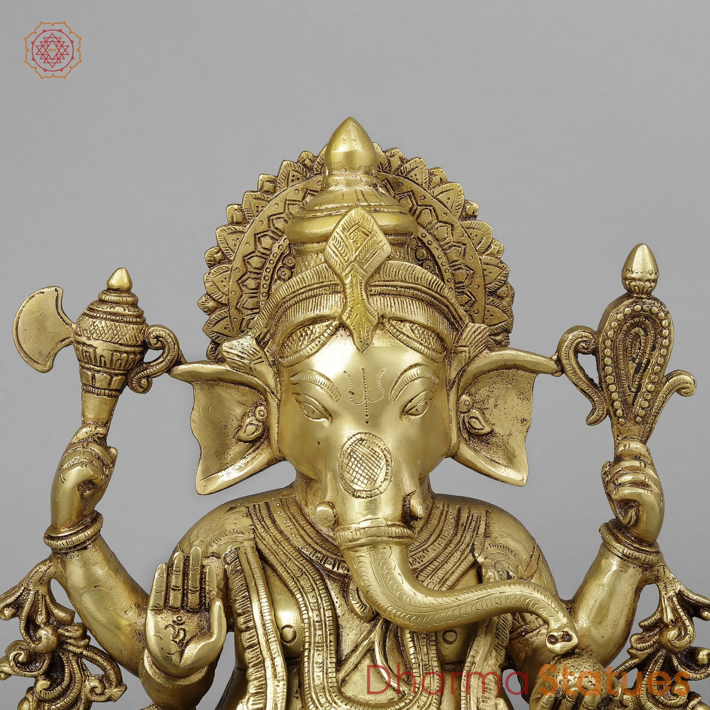 Brass Ganesh in Blessing Posture, Golden & Copper Finish, 17"