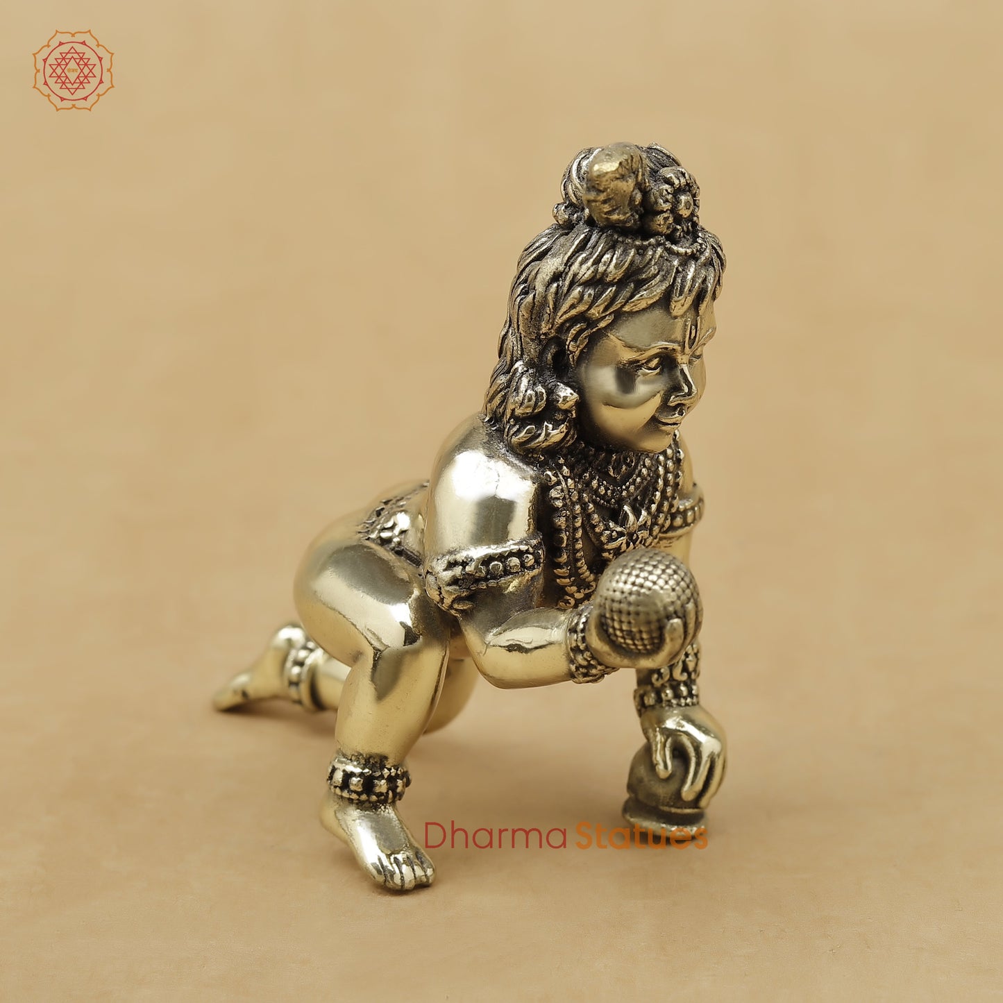Brass Baby Krishna Fine, 3"