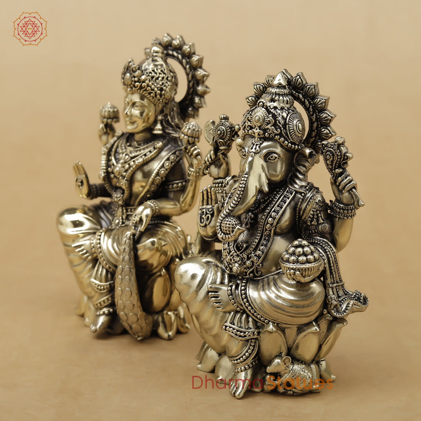Brass Lakshmi Ganesh Fine, 4.5"