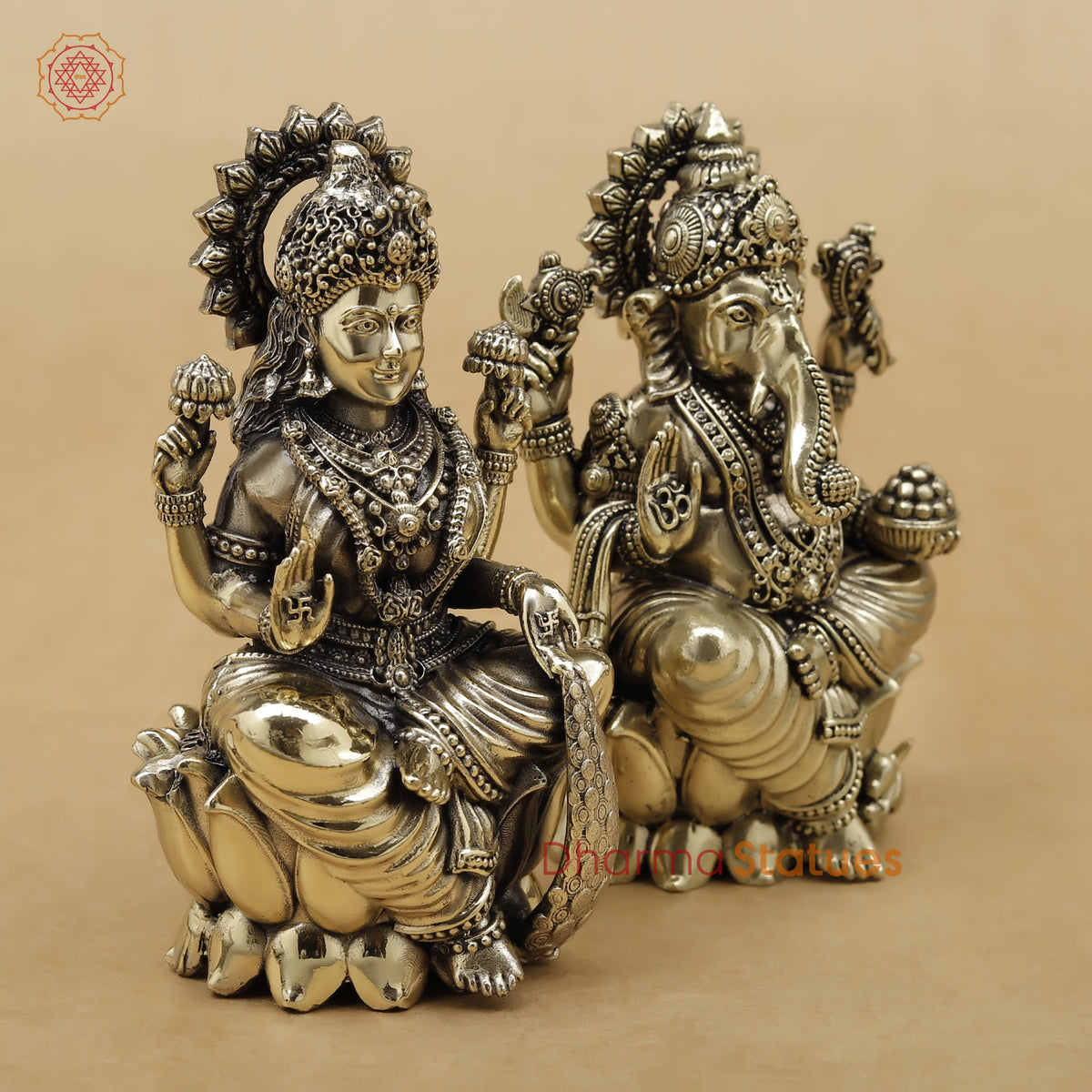 Brass Lakshmi Ganesh Fine, 4.5"