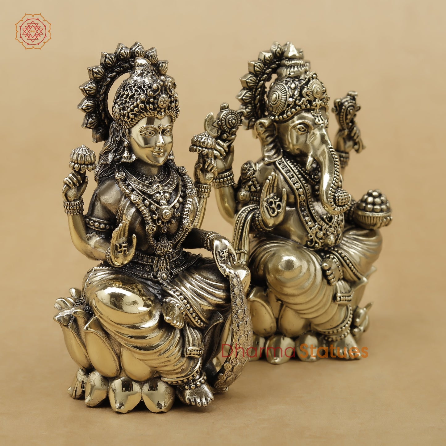 Brass Lakshmi Ganesh Fine, 4.5"