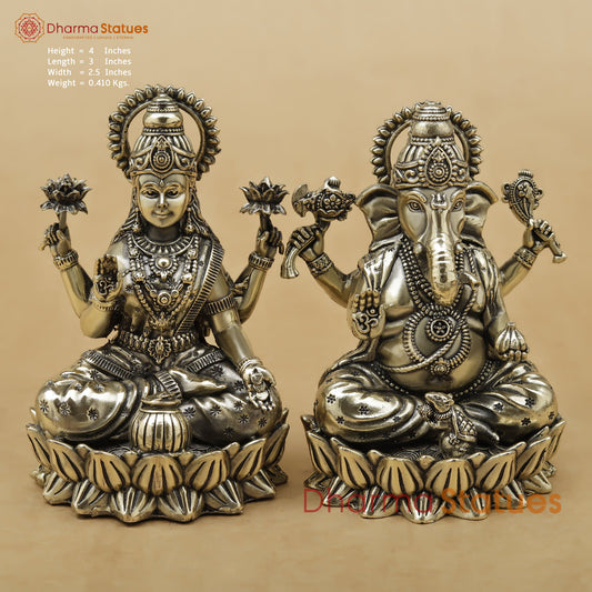 Brass Lakshmi Ganesh Fine, 4"