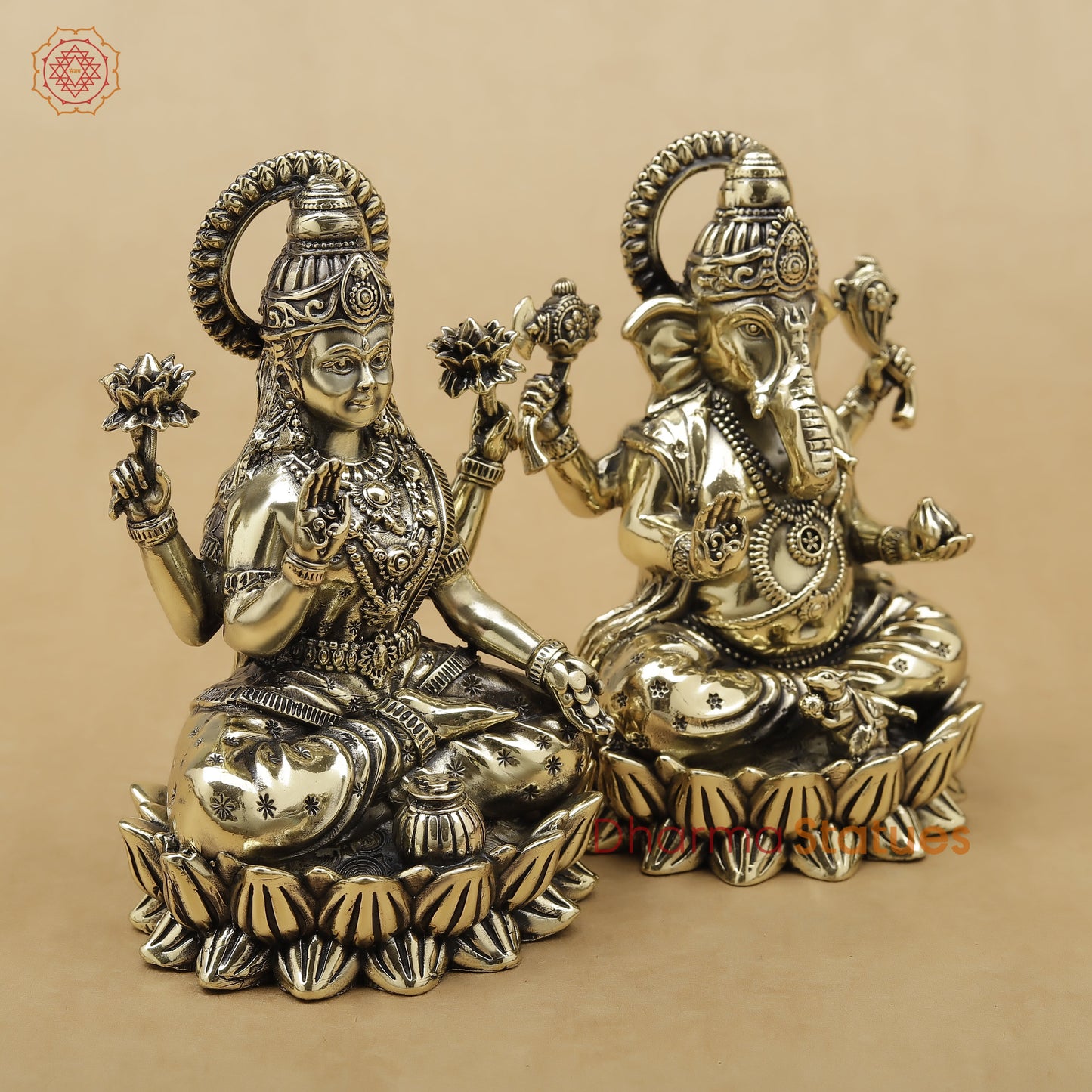 Brass Lakshmi Ganesh Fine, 5"