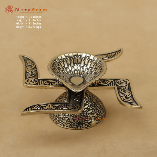 Brass Swastik Diya Fine, 1.5"