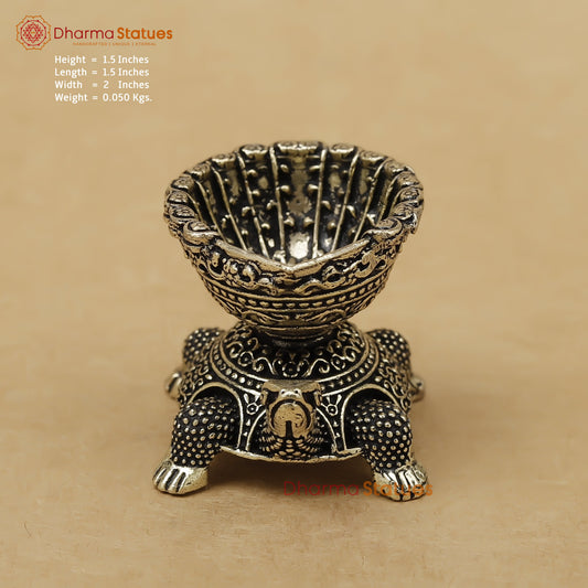 Brass Tortoise Diya Fine, 1.5"