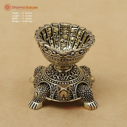 Brass Tortoise Diya Fine, 2"