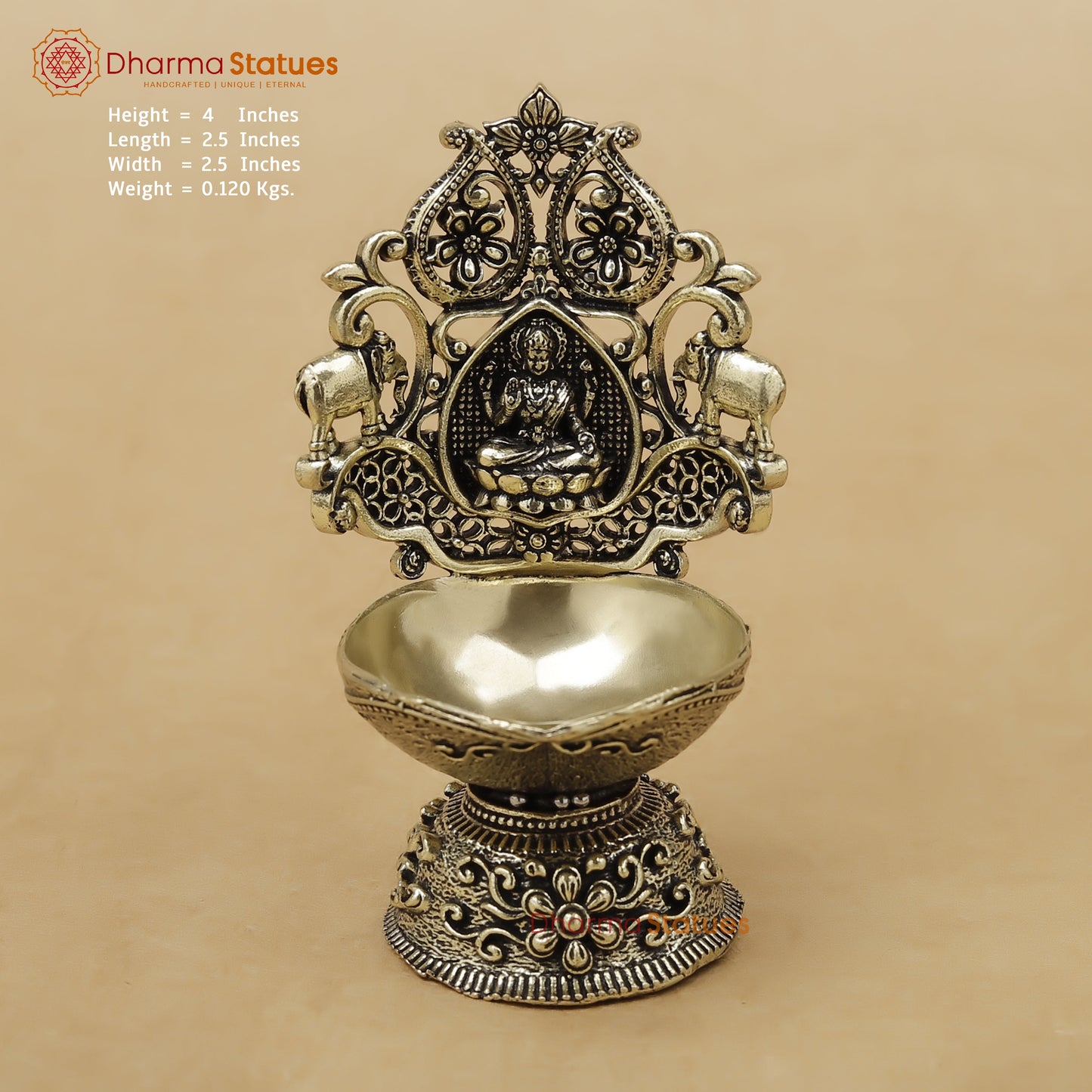 Brass Laxmi Diya Fine, 4"
