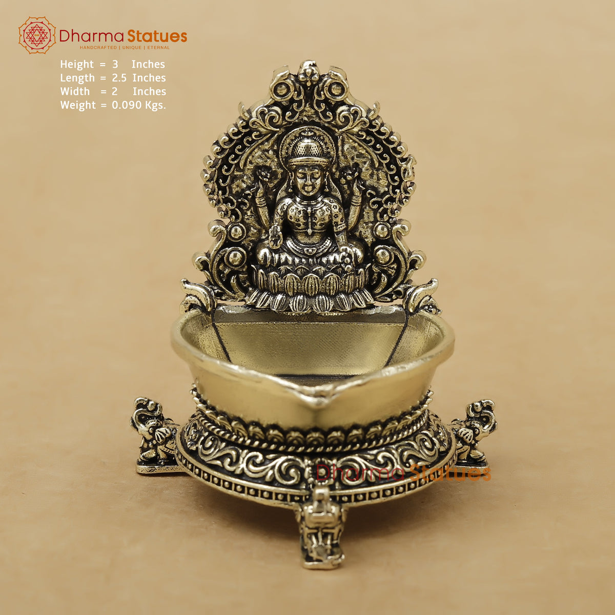 Brass Laxmi Diya Fine, 3"
