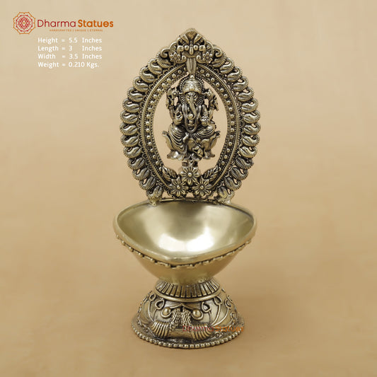Brass Ganesh Diya Fine, 5.5"
