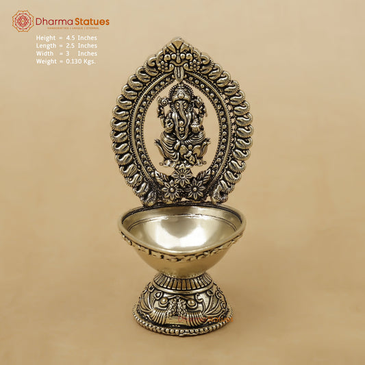 Brass Ganesh Diya Fine, 4.5"