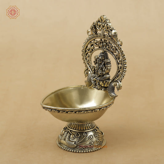 Brass Ganesh Diya Fine, 5.5"