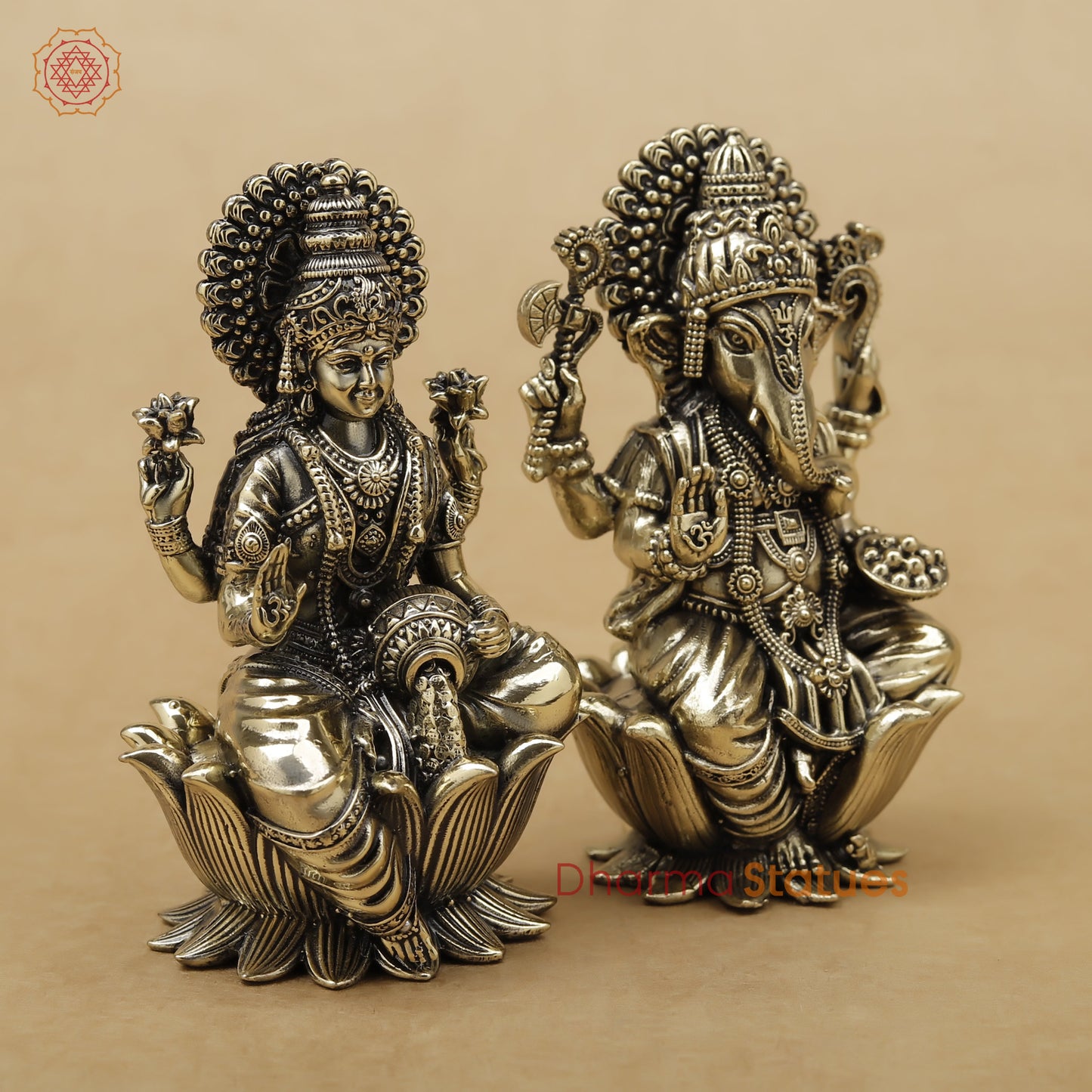 Brass Lakshmi Ganesh Fine, 4"