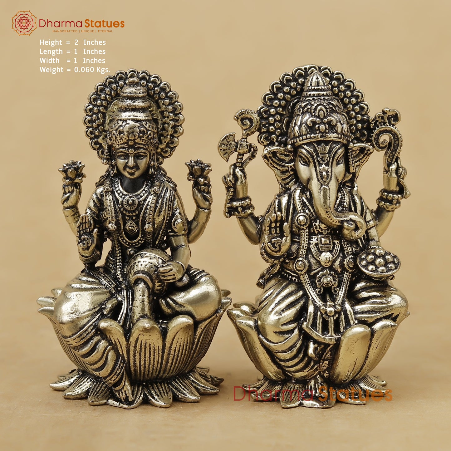 Brass Lakshmi Ganesh Fine, 2"